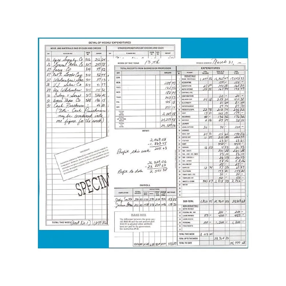 Accounting & Record Journals*Dome Simple Weekly Bookkeeping Record, 8.75" x 11.25", Black (600)