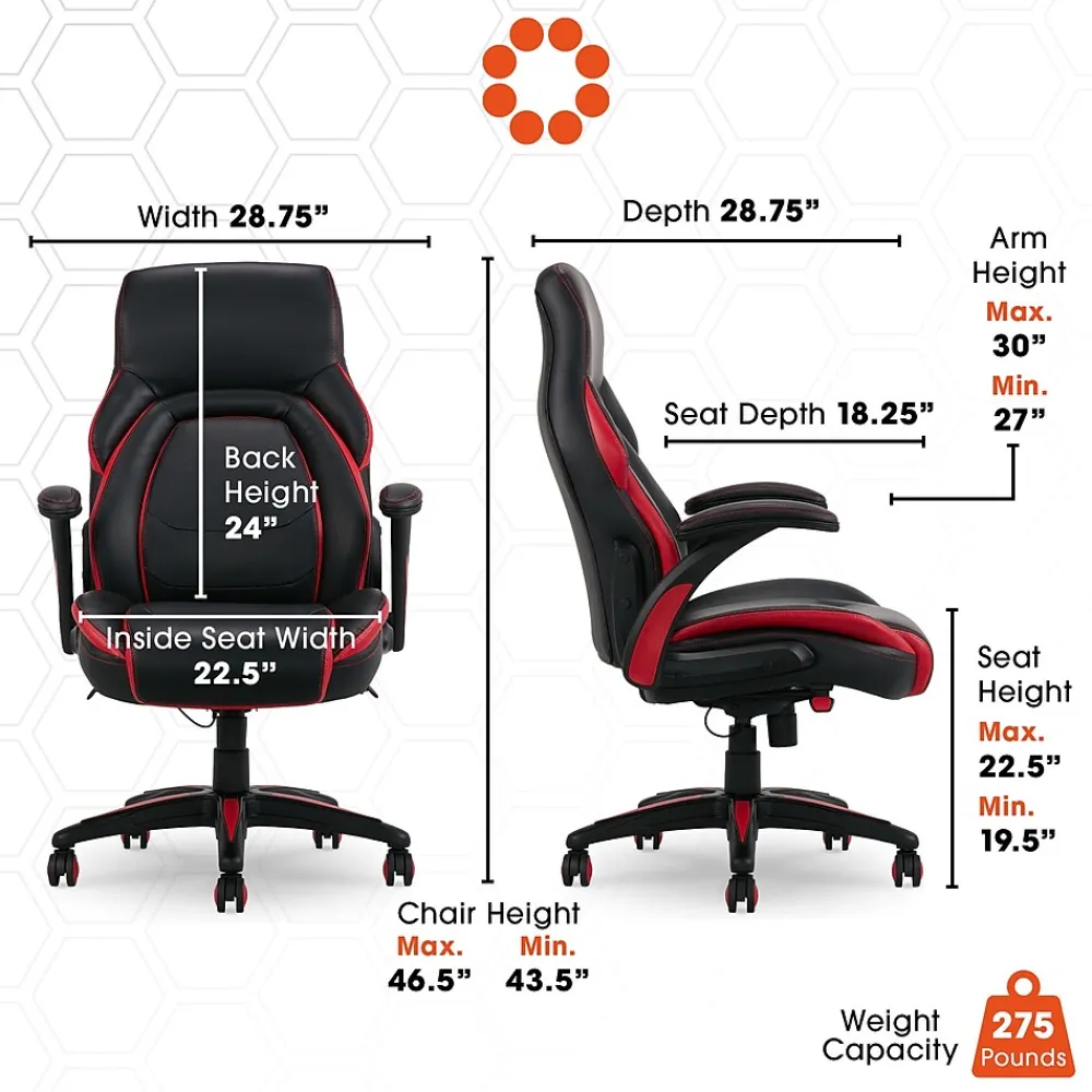 Ergonomic Chairs*Dormeo Vantage Ergonomic Bonded Leather Swivel Manager Chair, (60030-RED) Black/Red