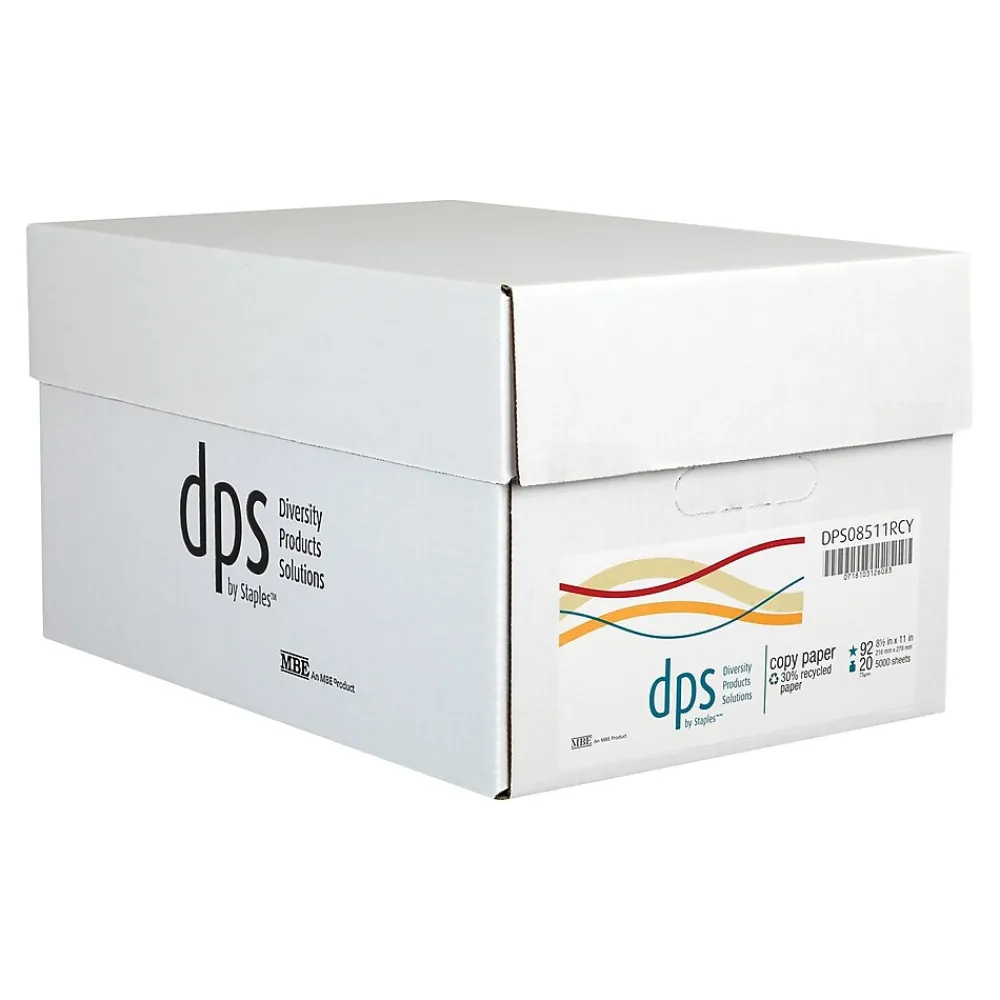 Copy Paper*Diversity Products Solutions by Staples DPS by Staples 30% Recycled Copy Paper, 8.5" x 11", 20 lbs., White, 500 Sheets/Ream, 10 Reams/Carton
