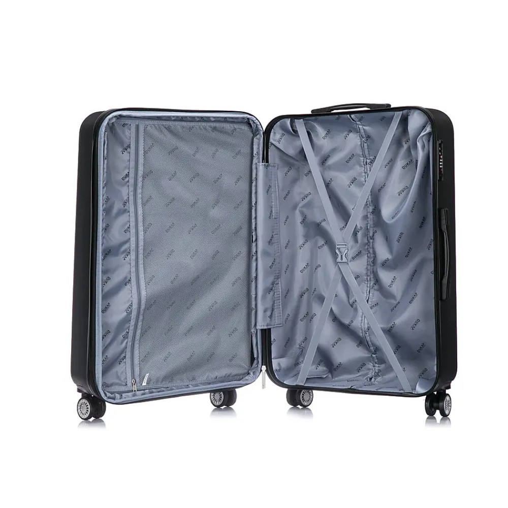 Crypto 19.75" Hardside Carry-On Suitcase, 4-Wheeled Spinner, TSA Checkpoint Friendly, Black (DKCRY00S-BLK)<DUKAP