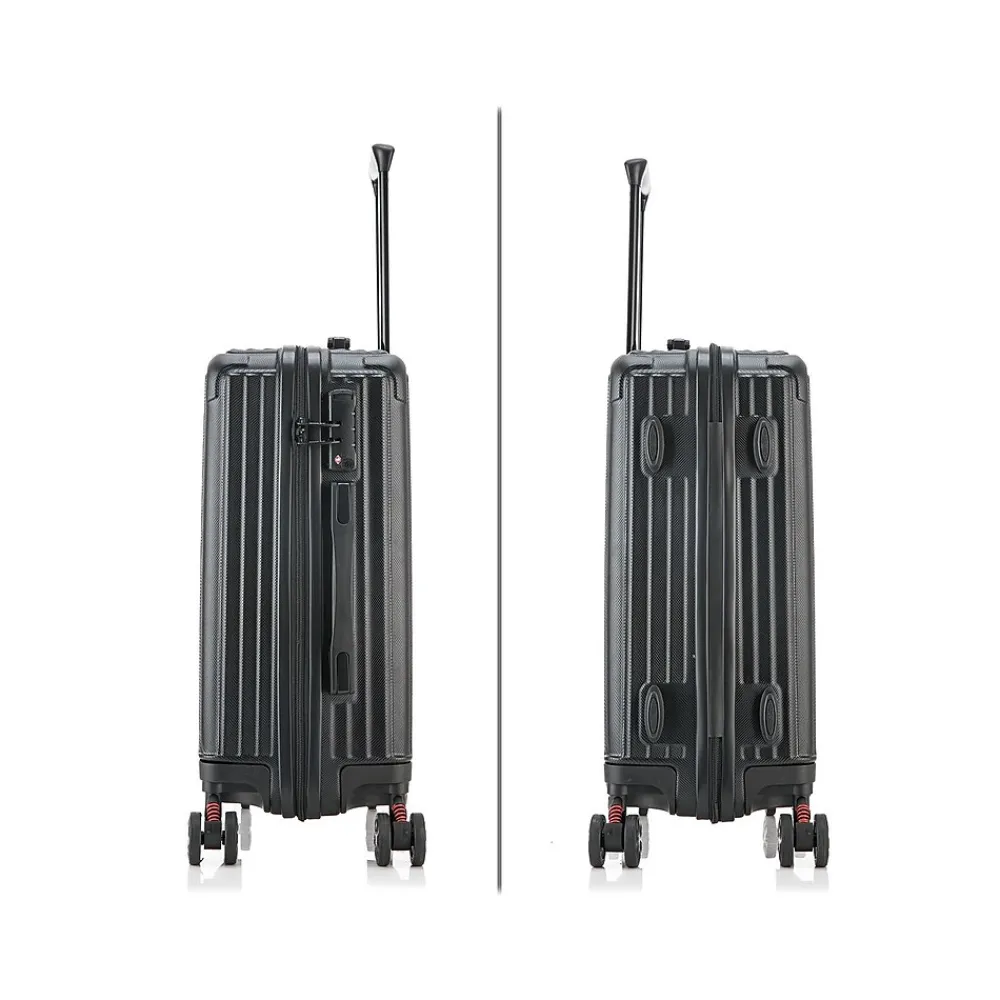 Stratos 20" Hardside Carry-On Suitcase, 4-Wheeled Spinner, TSA Checkpoint Friendly, Black (DKSTR00S-BLK)<DUKAP Clearance