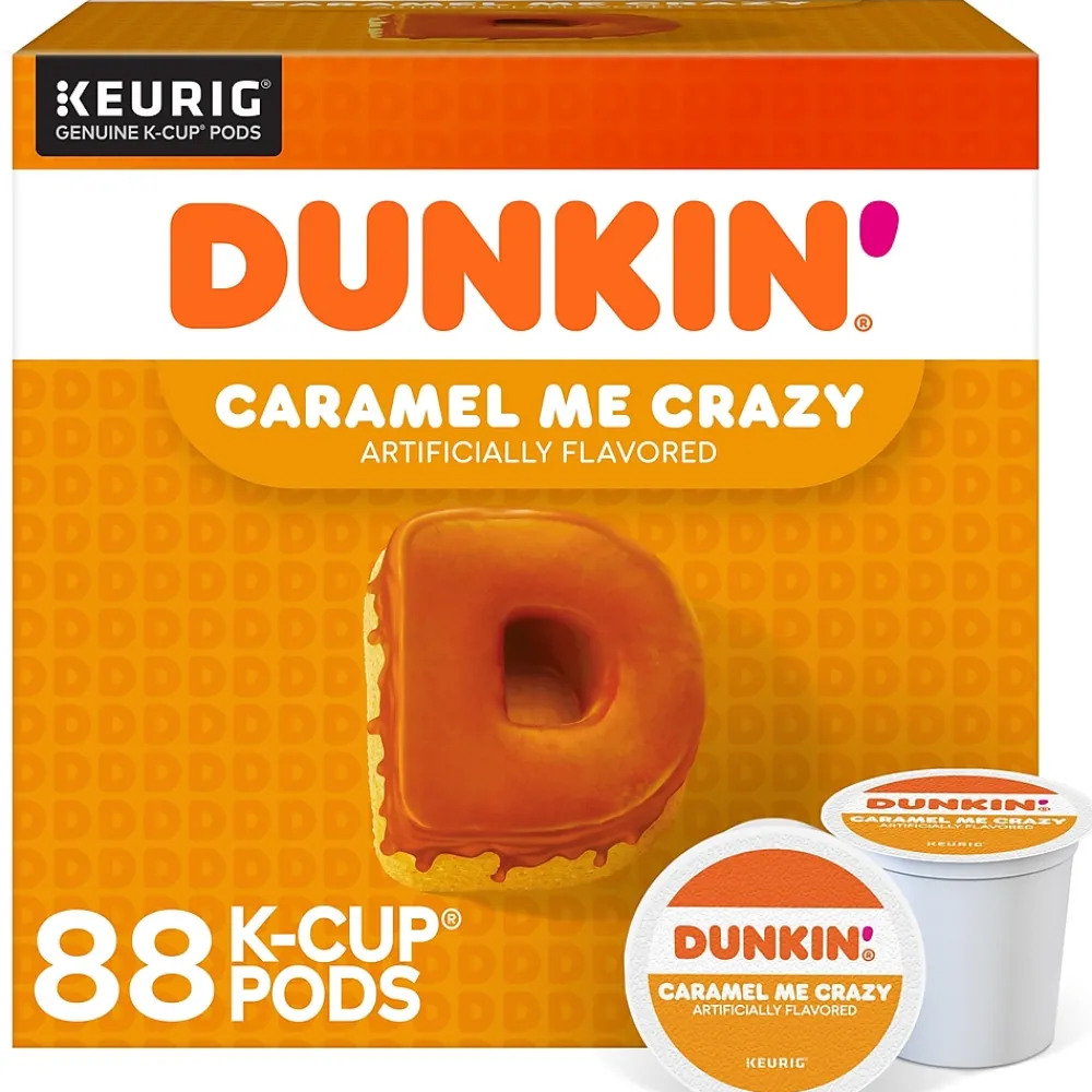 Dunkin' Caramel Me Crazy Coffee, Keurig K-Cup Pod, Medium Roast, 88/Carton (5000364900CT)