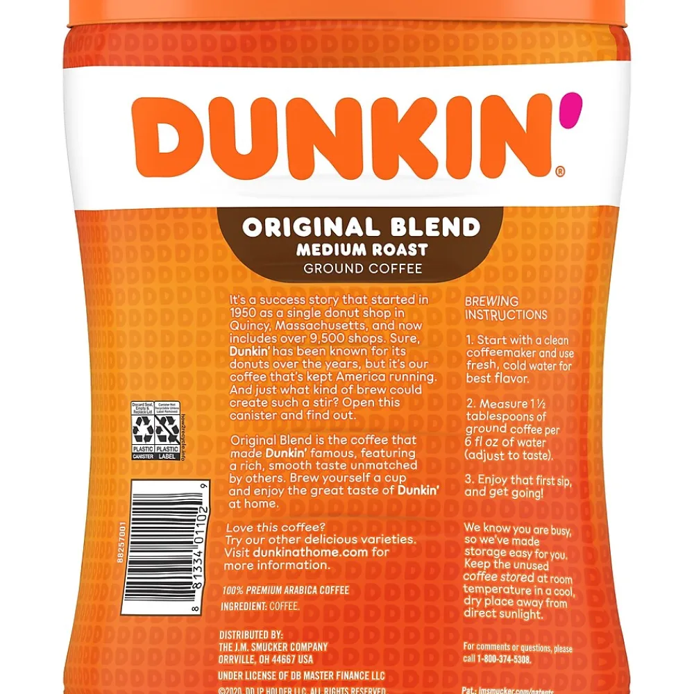 Dunkin' Original Blend Ground Coffee, Medium Roast, 30 oz. Canister (8133401102)