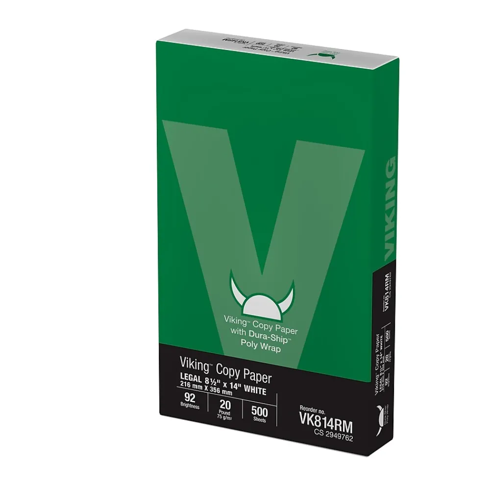 Copy Paper*Quill Brand Dura-Ship Viking 8.5" x 14" Poly Wrap Copy Paper, 20 lbs., 92 Brightness, 500 Sheets/Ream (VK814Ream)