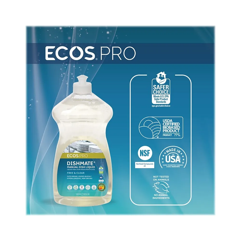 Dishmate Liquid Dish Soap, 25 oz. (PL9721/6 )<ECOS PRO