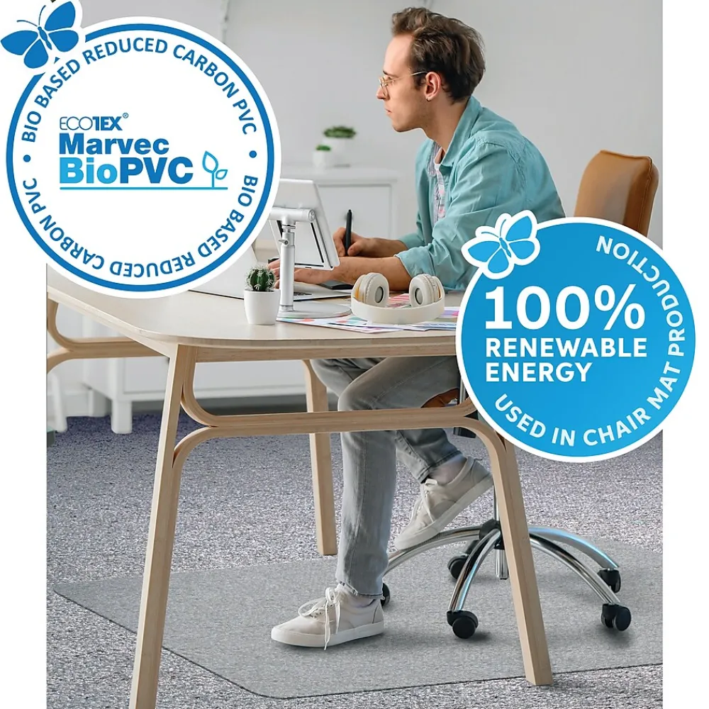 Chair Mats*Ecotex Carpet Chair Mat, 36" x 48", Designed for Low-Pile Carpet, Clear Marvec BioPVC (NRCMFLFG0002)