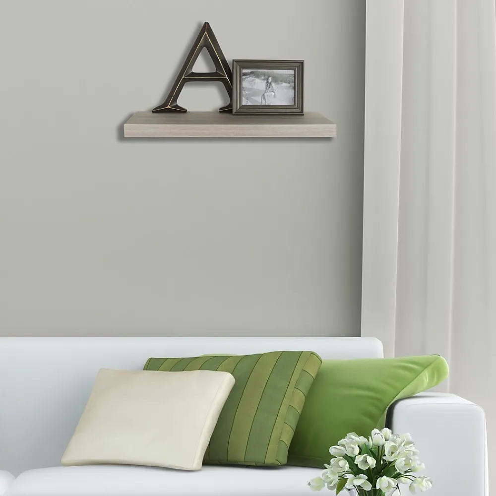 Shelving*Eden Grove Floating Single Wall Shelf, 24"W, Driftwood (0191903)