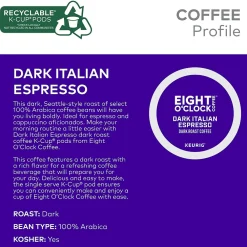 Eight O'Clock Dark Italian Espresso Keurig® K-Cup® Pods, Dark Roast, 24/Box (6408)