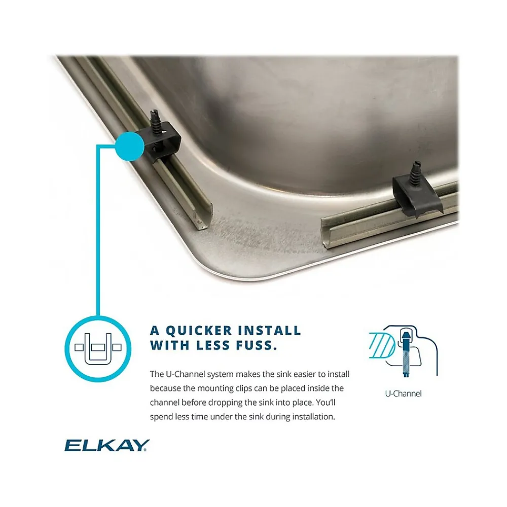 Elkay Celebrity 3-Hole Single-Bowl Drop In Kitchen Sink, 21.25" x 25" x 5.38", Stainless Steel, Brushed Satin (GECR2521L3)
