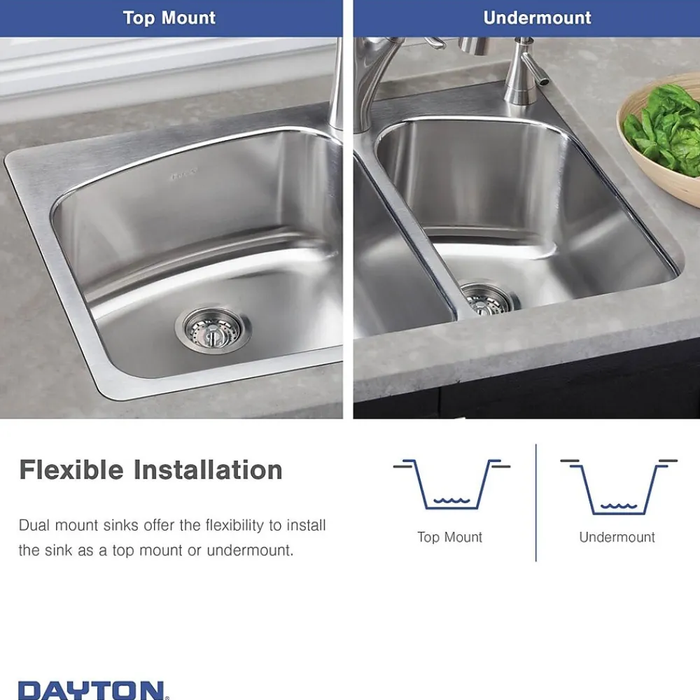 Elkay Dayton Stainless Steel 27" x 22" x 8", Single Bowl Dual Mount Sink (DSESR127224)