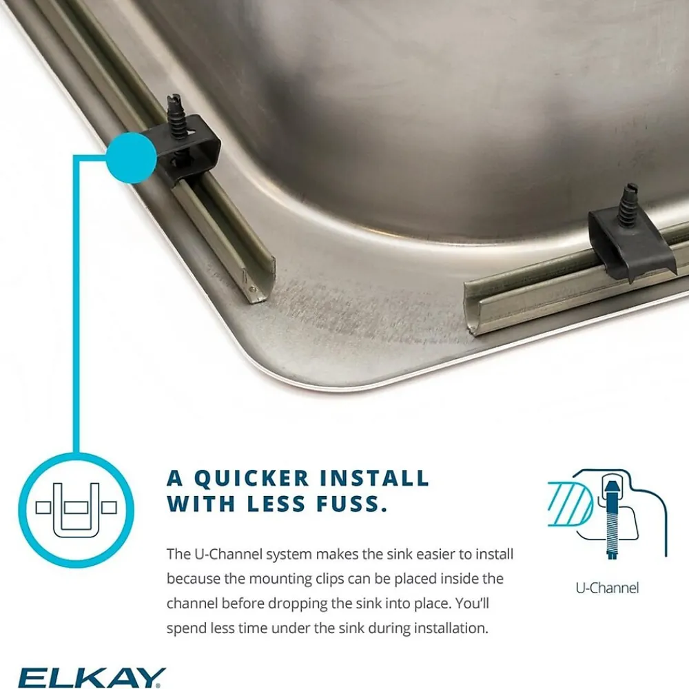 Elkay Lustertone 19-1/2" Drop In Single Basin Stainless Steel Kitchen Sink (LRAD1919653)