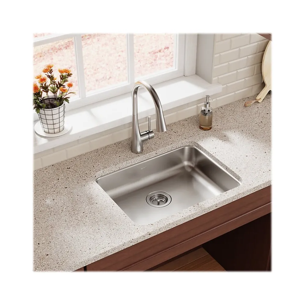 Elkay Lustertone Classic Single-Bowl Undermount Sink, 18.25" x 23.5" x 5.38", Stainless Steel, Lustrous Satin (ELUHAD211555)
