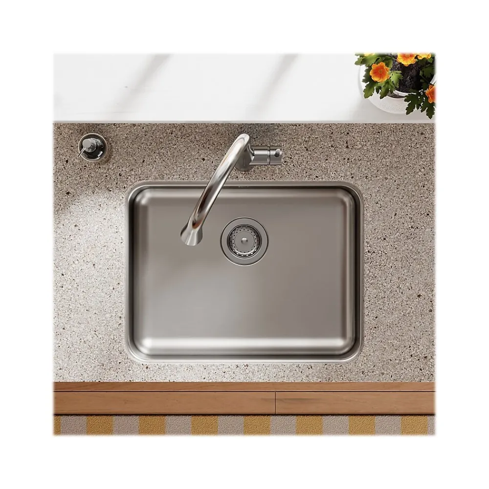 Elkay Lustertone Classic Single-Bowl Undermount Sink, 18.25" x 23.5" x 5.38", Stainless Steel, Lustrous Satin (ELUHAD211555)