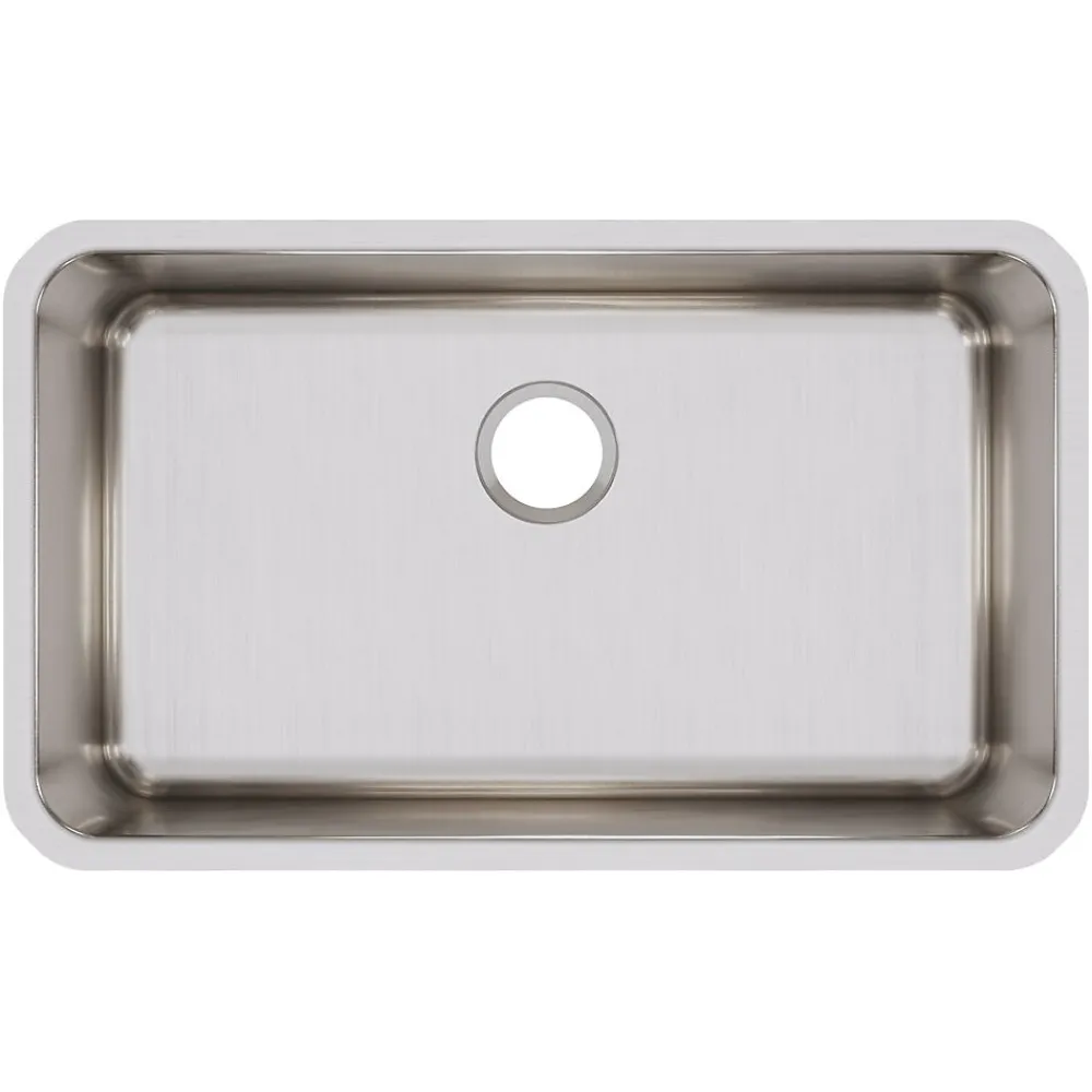 Elkay Lustertone Classic Single-Bowl Undermount Sink, 10" x 30.5" x 18.5", Stainless Steel, Lustrous Satin (ELUH281610)