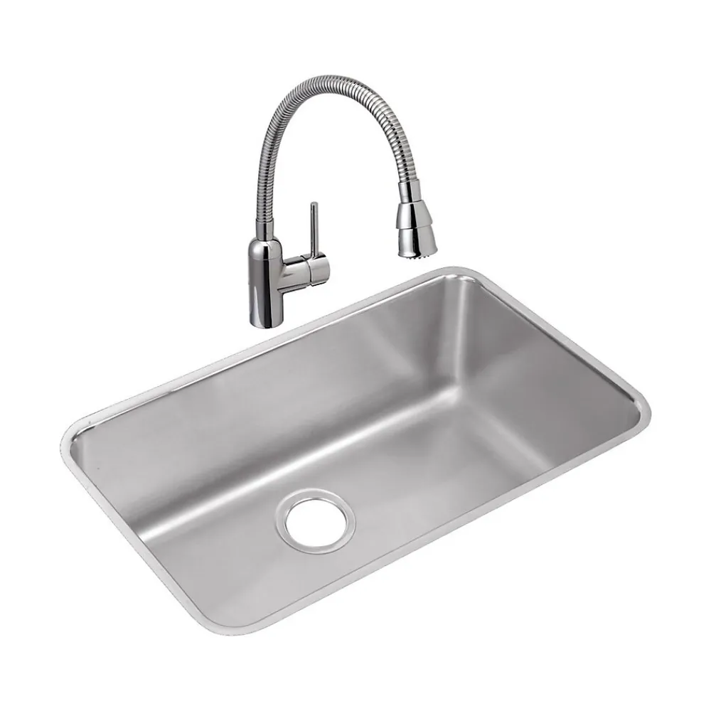 Elkay Lustertone Classic Single-Bowl Undermount Sink, 10" x 30.5" x 18.5", Stainless Steel, Lustrous Satin (ELUH281610)