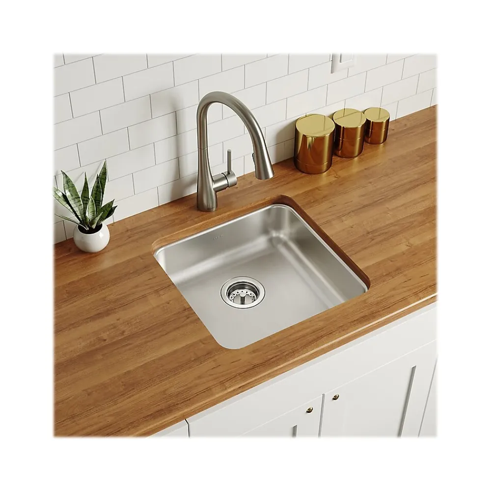 Elkay Lustertone Classic Single-Bowl Undermount Kitchen Sink, 18.5" x 18.5" x 5.38", Stainless Steel, Lustrous Satin