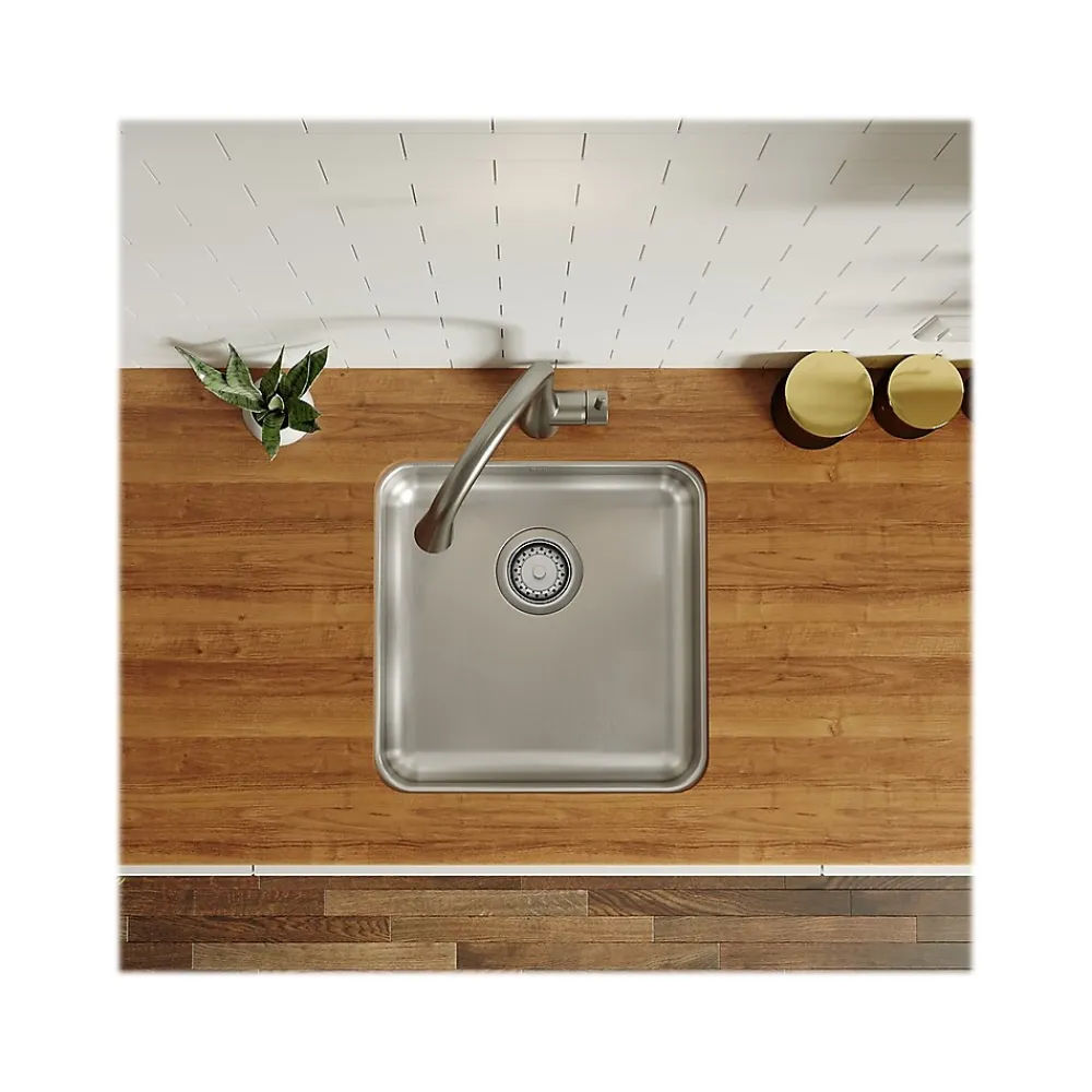 Elkay Lustertone Classic Single-Bowl Undermount Kitchen Sink, 18.5" x 18.5" x 5.38", Stainless Steel, Lustrous Satin