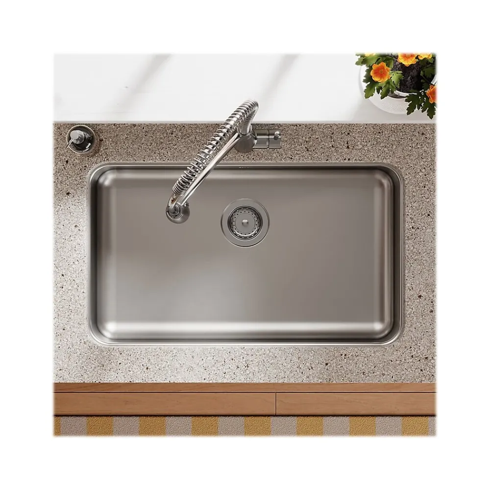 Elkay Lustertone Classic Single-Bowl Undermount Sink, 18.5" x 30.5" x 5.38", Stainless Steel, Lustrous Satin (ELUHAD281655)