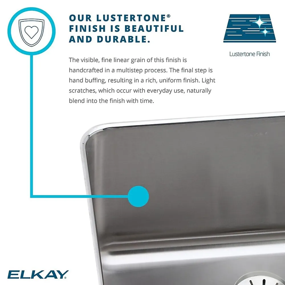 Elkay Lustertone Stainless Steel 30-1/2" x 18-1/2" x 10", Single Bowl Undermount Sink with Perfect Drain (ELUH281610PD)