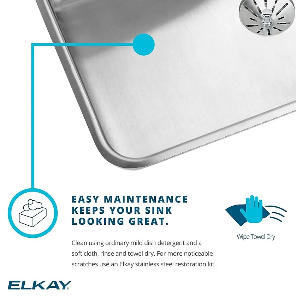Elkay Lustertone Stainless Steel 30-1/2" x 18-1/2" x 10", Single Bowl Undermount Sink with Perfect Drain (ELUH281610PD)