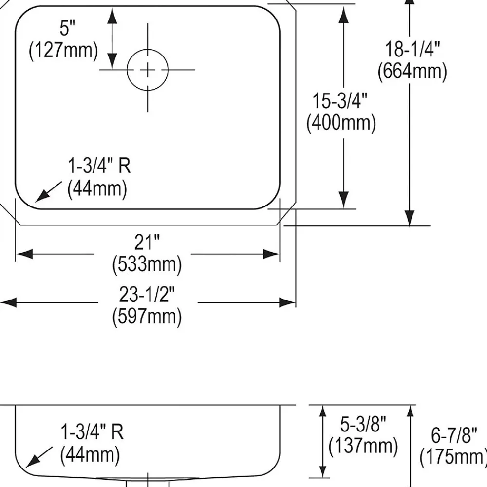 Elkay Lustertone Stainless Steel 23-1/2" x 18-1/4" x 5-3/8", Single Bowl Undermount ADA Sink with Perfect Drain (ELUHAD211555PD)