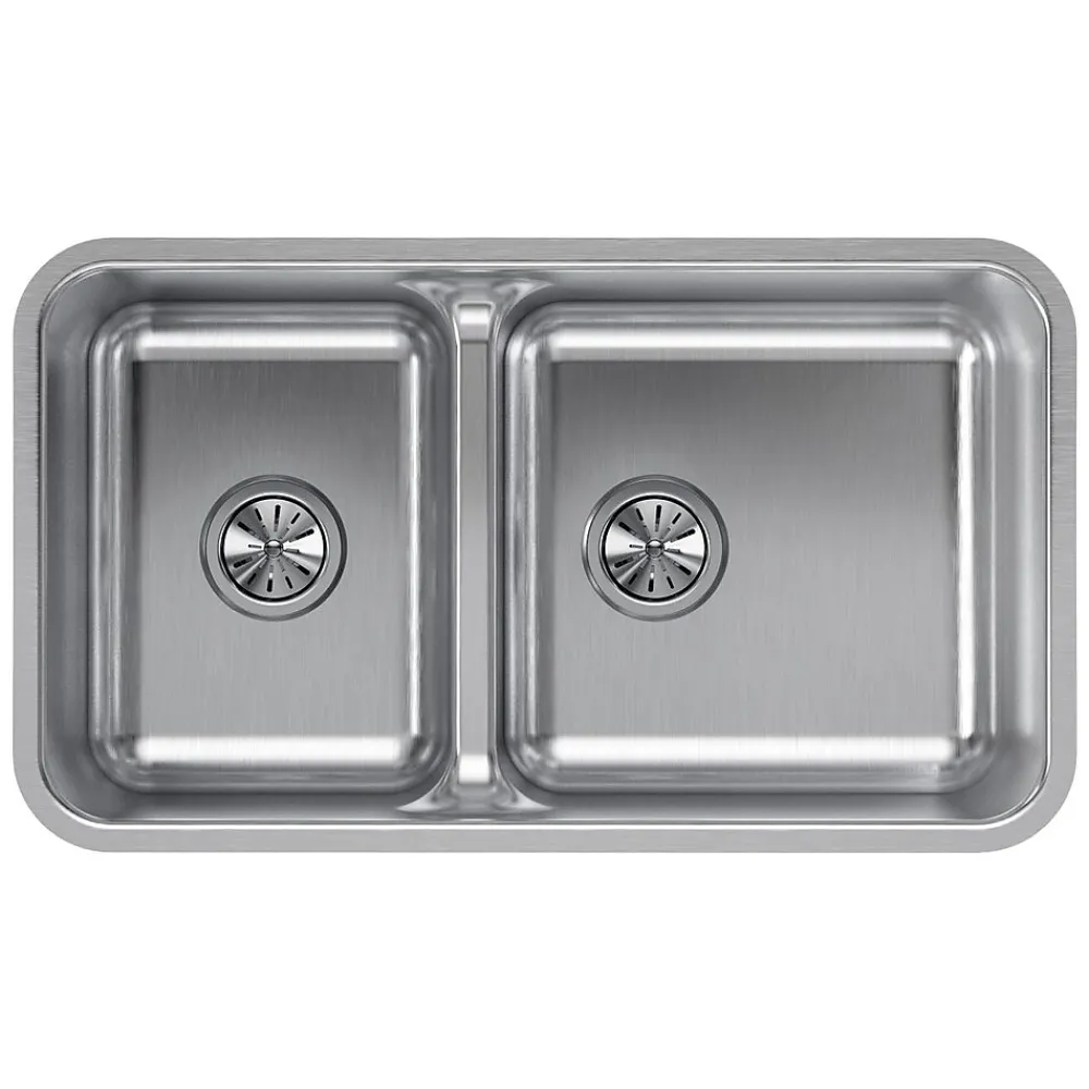 Elkay Lustertone Stainless Steel 32-1/16" x 18-1/2" x 9", 40/60 Double Bowl Undermount Sink with Aqua Divide (ELUHAQD32179)