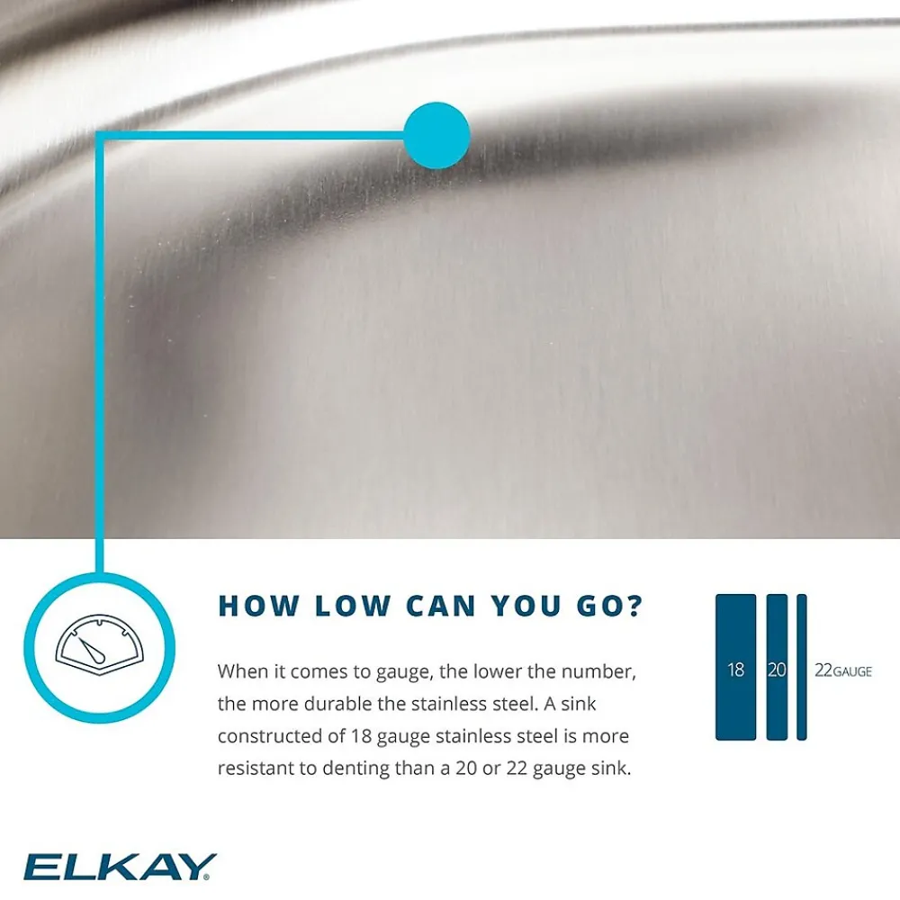 Elkay Lustertone Stainless Steel 23-1/2" x 18-1/4" x 4-3/8", Single Bowl Undermount ADA Sink with Perfect Drain (ELUHAD211545PD)