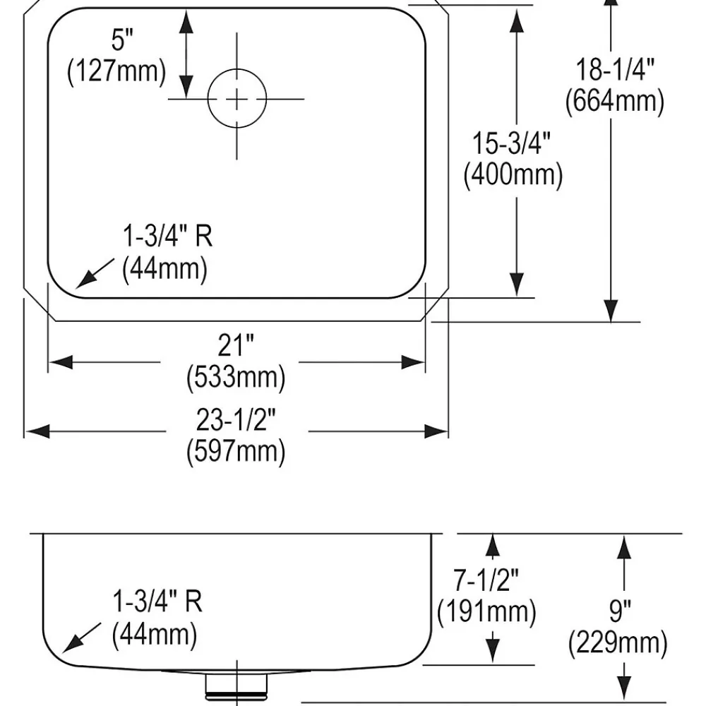 Elkay Lustertone Stainless Steel 23-1/2" x 18-1/4" x 7-1/2", Single Bowl Undermount Sink with Perfect Drain (ELUH2115PD)