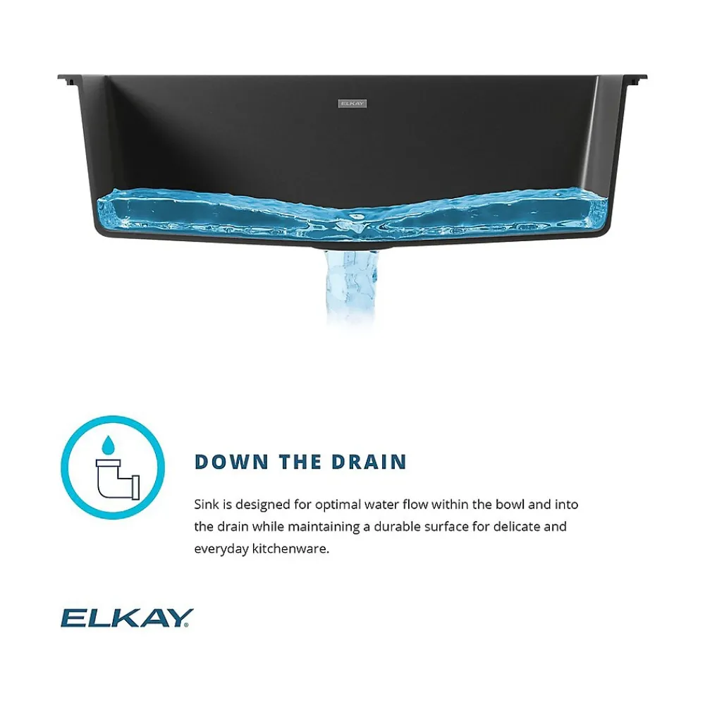 Elkay Quartz Classic Single-Bowl Drop-In/Undermount Kitchen Sink, 15.75" x 15.75" x 7.69", Quartz, White (ELG1616WH0C)
