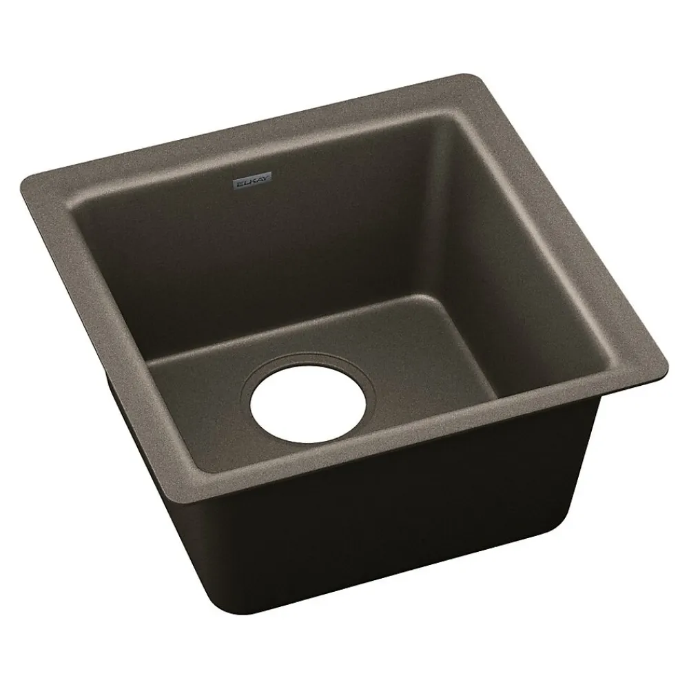 Elkay Quartz Luxe Single-Bowl Drop-In/Undermount Bar Sink, 15.75" x 15.75" x 7.69", Quartz, Chestnut (ELX1616CN0)