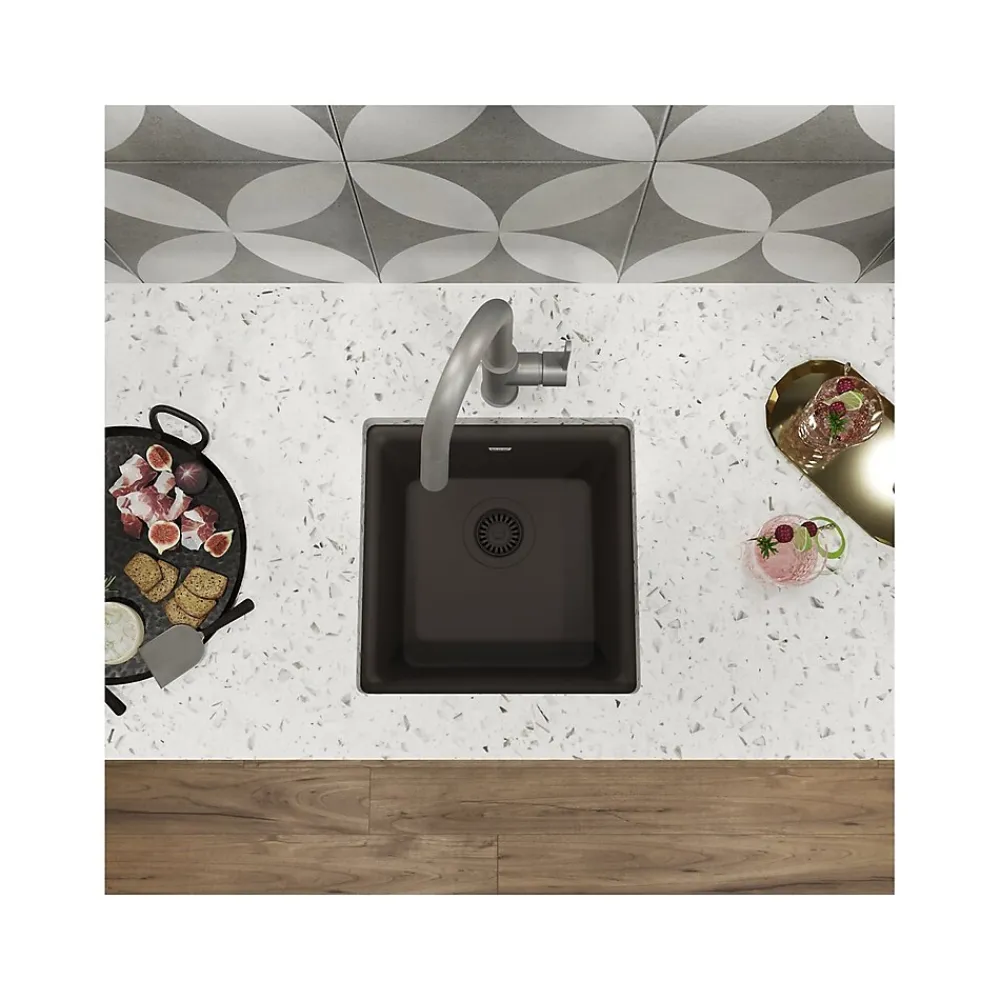 Elkay Quartz Luxe Single-Bowl Drop-In/Undermount Bar Sink, 15.75" x 15.75" x 7.69", Quartz, Chestnut (ELX1616CN0)