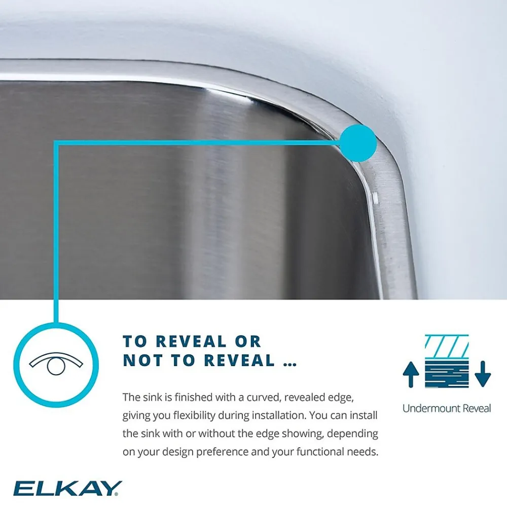 Elkay Stainless Steel 16-3/8" x 16-3/8" x 7", Single Bowl Dual Mount Bar Sink, Hammered Mirror (SCF16FBSH)