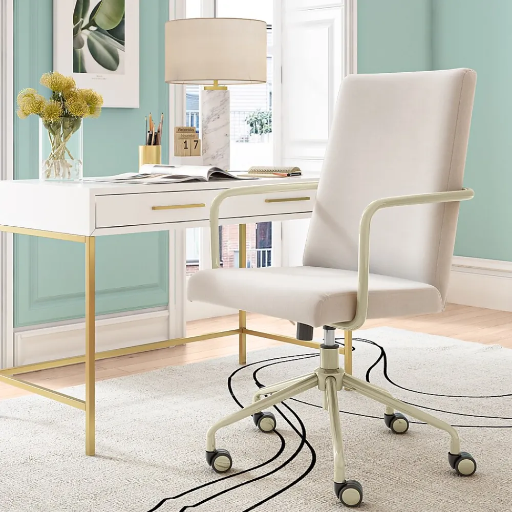 Office Chairs*Elle Decor Giselle Fabric Computer and Desk Chair, Cream/Gold (CHR10058D)