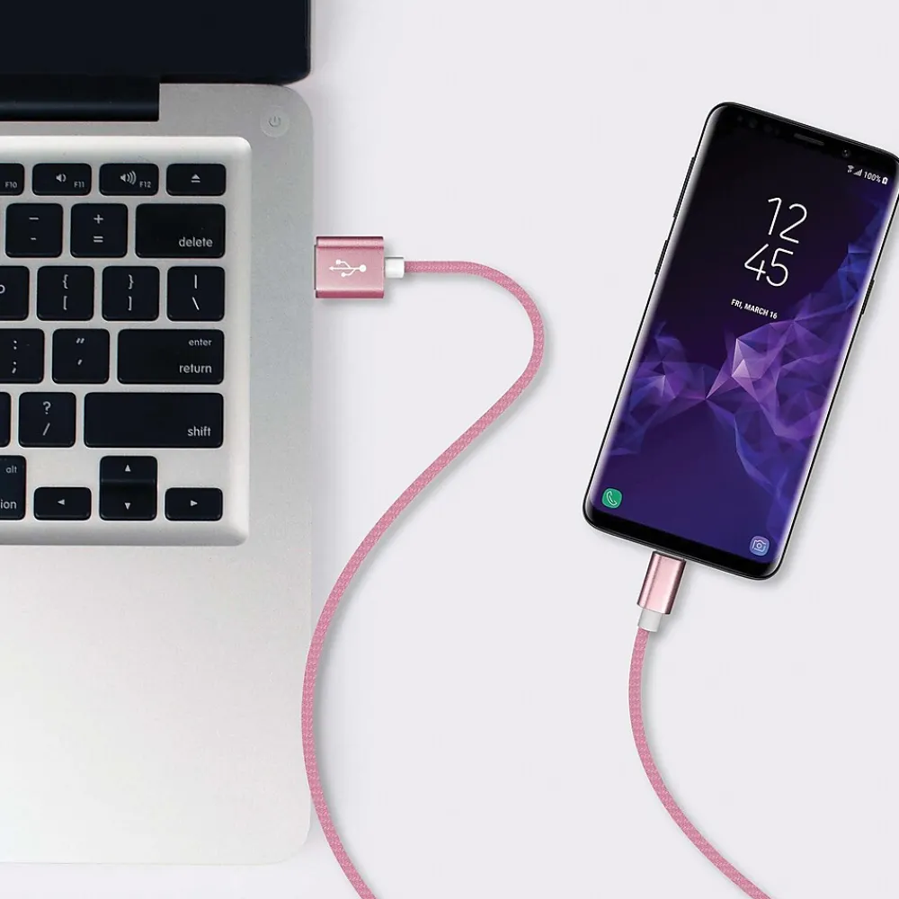 Ematic Charge and Sync USB-A to USB-C Cable, 3 ft., Pink, (EUSBCPN)