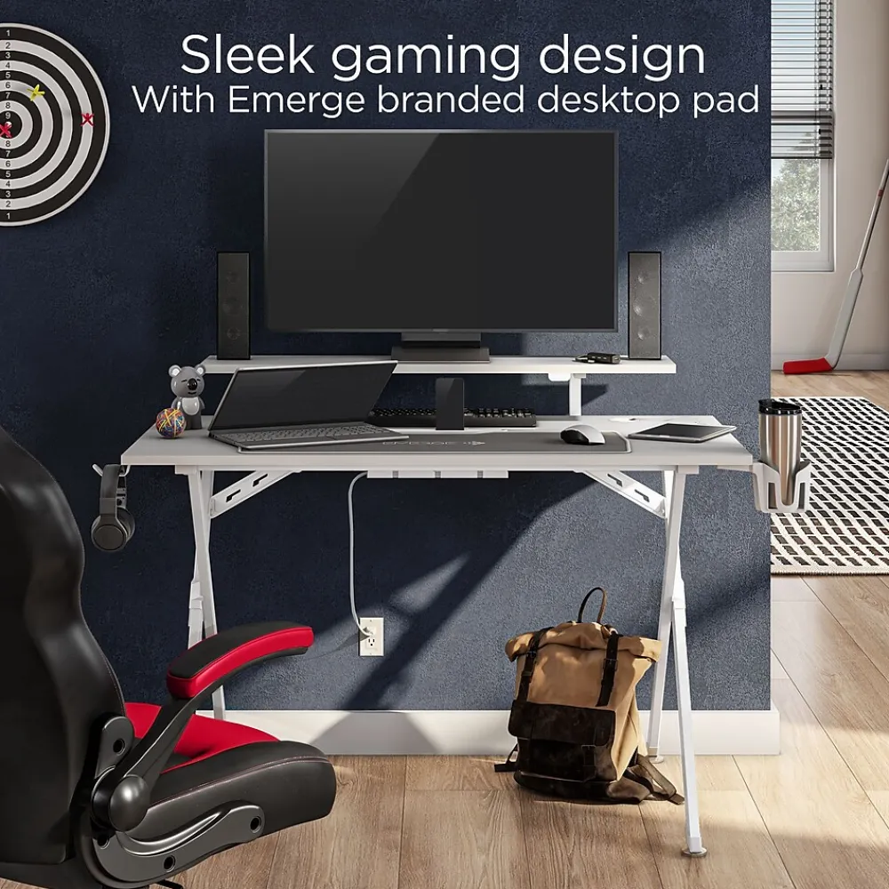 Office Desks*Emerge Vizon 47"W Gaming Desk, (60986) White