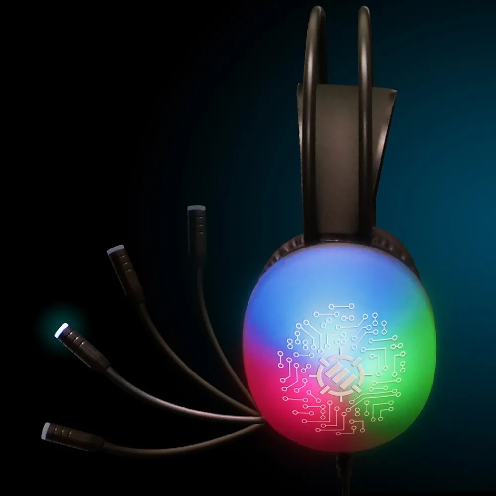 Clearance Enhance Voltaic 2 Wired Stereo Gaming Headset, USB 2.0, Clear with Multicolor LEDs (ENVOH2L100CLWS)