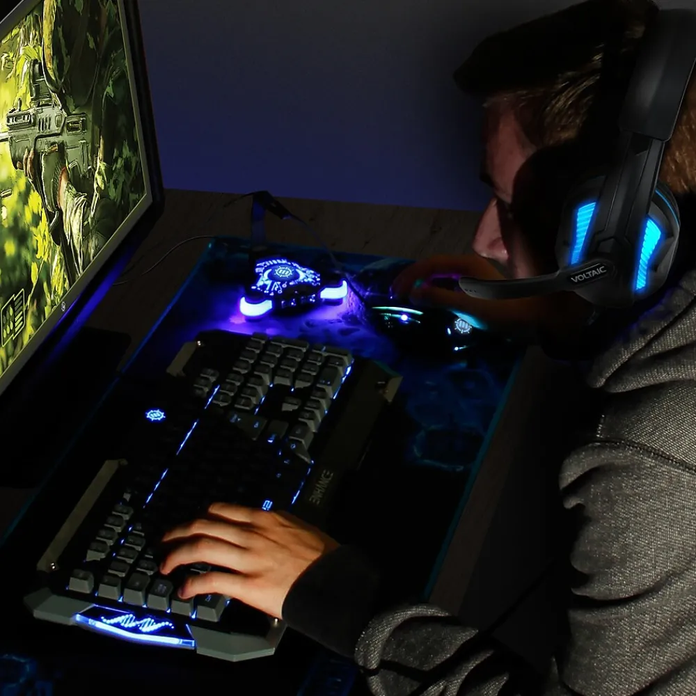Best Enhance Voltaic Pro 7.1 Surround Gaming Headphones, USB, Black/Blue (ENVOH7L100BLEW)