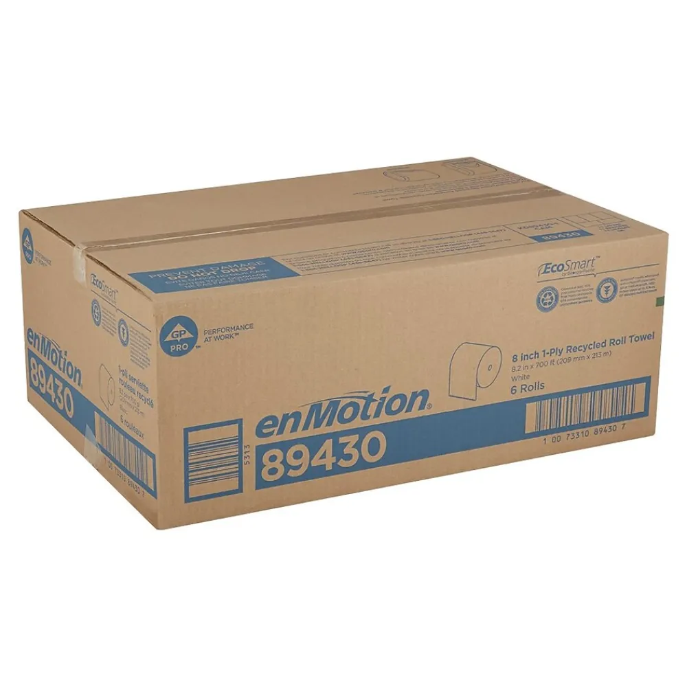 enmotion Recycled Recycled Hardwound Paper Towels, 1-ply, 700 ft./Roll, 6 Rolls/Carton (89430)