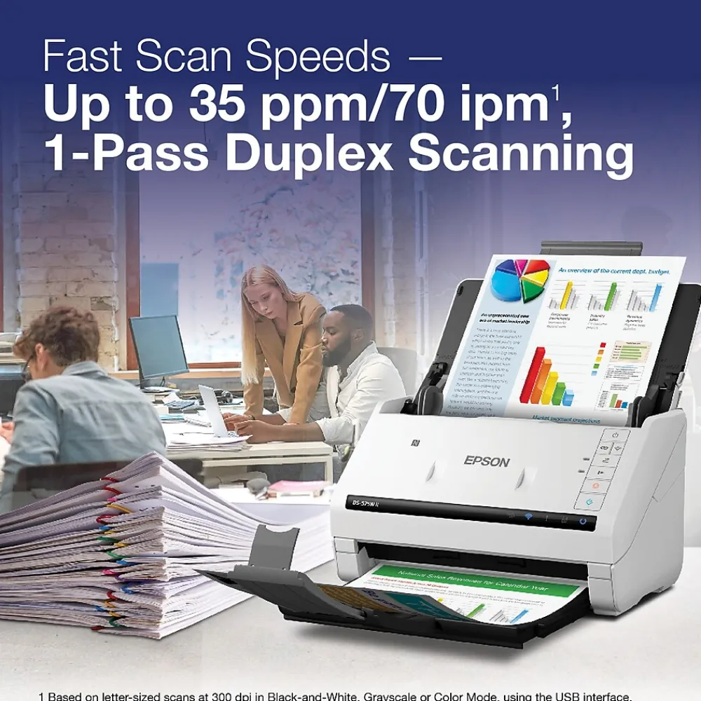 Epson DS-575W II Duplex Document Scanner, White/Black (B11B263202)