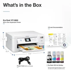 Epson EcoTank ET-2850-W Wireless Color Inkjet Printer, All-In-One Supertank, Print, Scan, Copy (9472541)