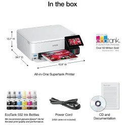 Epson EcoTank Photo ET-8500 Wireless Color Inkjet Printer, All-In-One Supertank, Print, Scan, Copy (9472523)