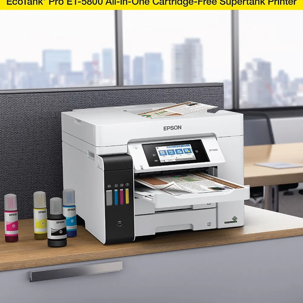 Epson EcoTank Pro ET-5800 Wireless Color Inkjet Printer, All-In-One Supertank, Print, Scan, Copy, Fax (9472508)