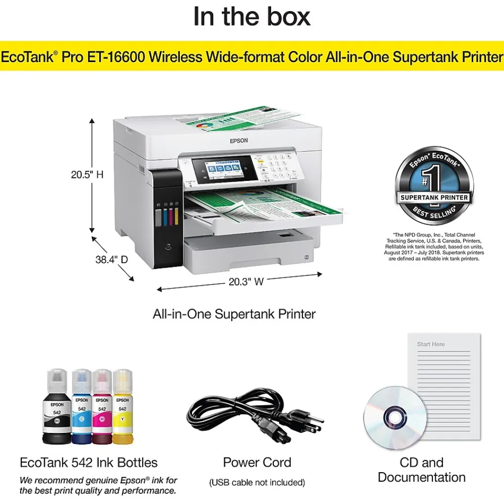 Epson EcoTank Pro ET-16600 Wireless Wide-format All-in-One SuperTank Office Printer, prints up to 13" x 19"