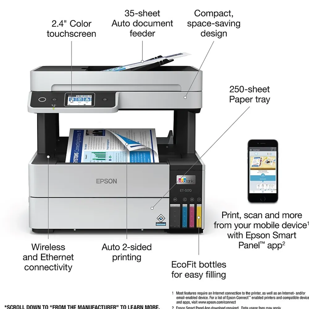 Epson EcoTank Pro ET-5170 Wireless Color All-in-One Inkjet Printer (C11CJ88201)