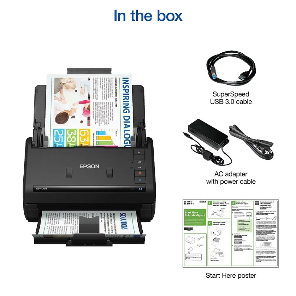 Epson WorkForce ES-400 II Duplex Document Scanner, Black (B11B261201)