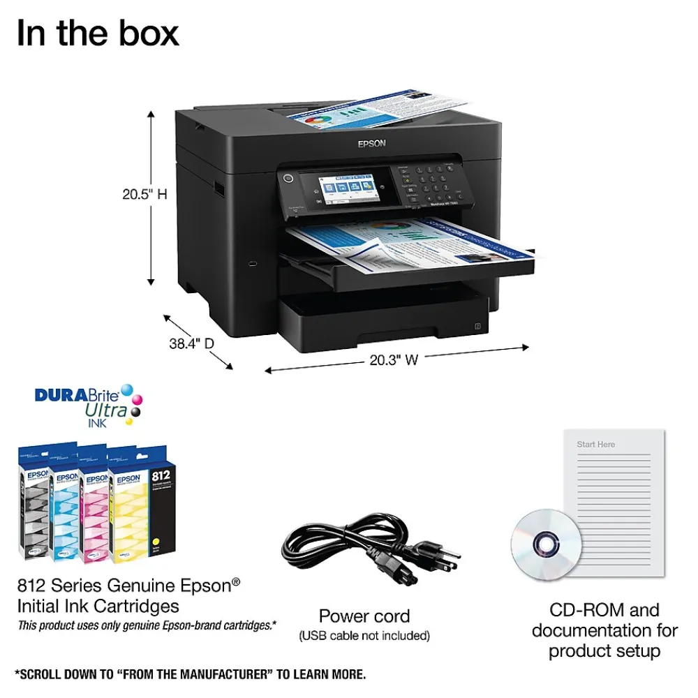 Epson WorkForce Pro 7840 Wireless Color Inkjet Printer, All-In-One, Print, Scan, Copy, Fax (9472531)