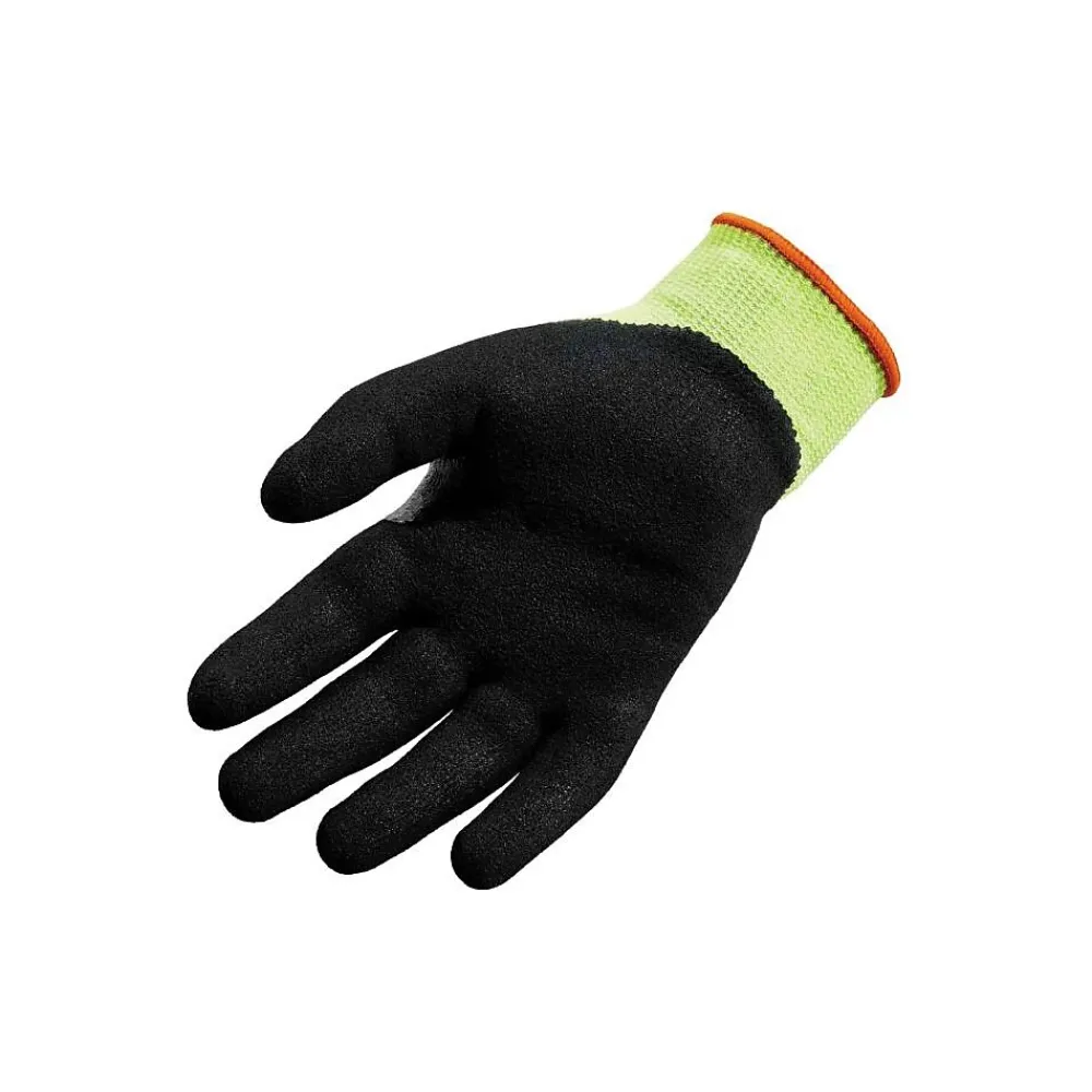 Ergodyne ProFlex 7041 Hi-Vis Nitrile-Coated Cut-Resistant Gloves, ANSI A4, Wet Grip, Lime, XL, 12 Pairs (17815)