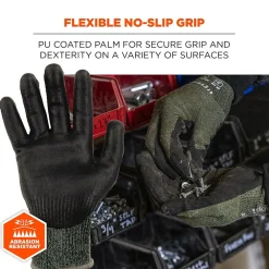 Ergodyne ProFlex 7070 Nitrile Coated Cut-Resistant Gloves, ANSI A7, Heat Resistant, Green, Large, 12 Pair (18034)