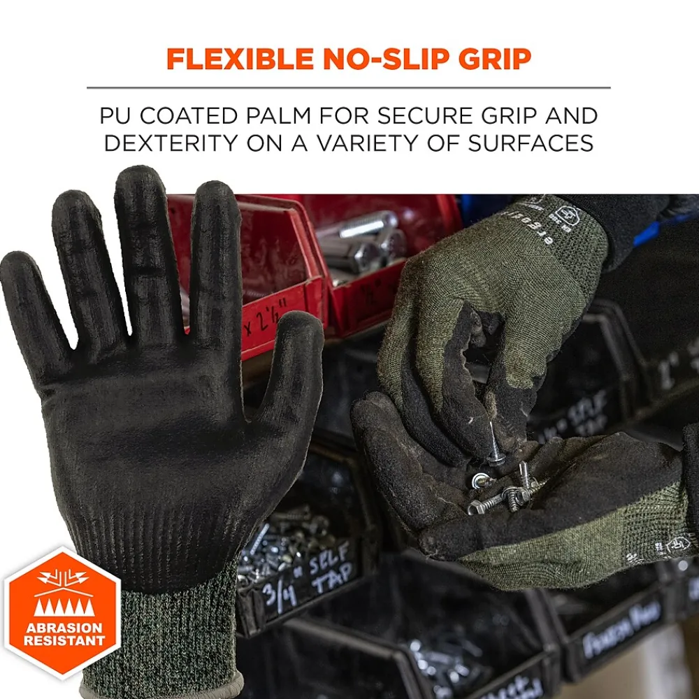 Ergodyne ProFlex 7070 Nitrile Coated Cut-Resistant Gloves, ANSI A7, Heat Resistant, Green, Large, 12 Pair (18034)