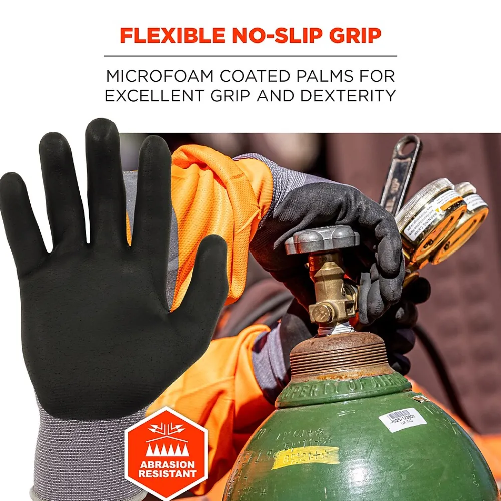 Ergodyne ProFlex 7000 Nitrile Coated Gloves, Microfoam Palm, ANSI Level 5 Abrasion Resistance, Gray, Small, 1 Pair (10372)